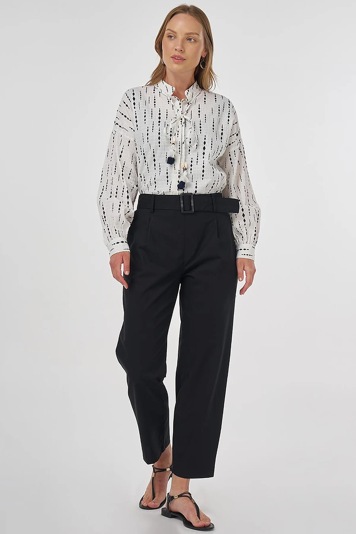 Viscose Tapered Pants Black