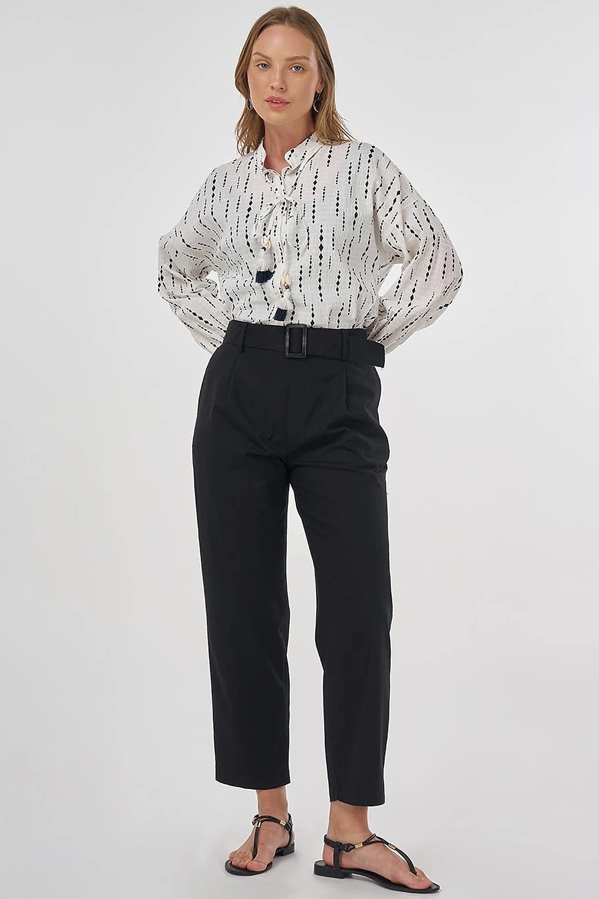 Viscose Tapered Pants Black
