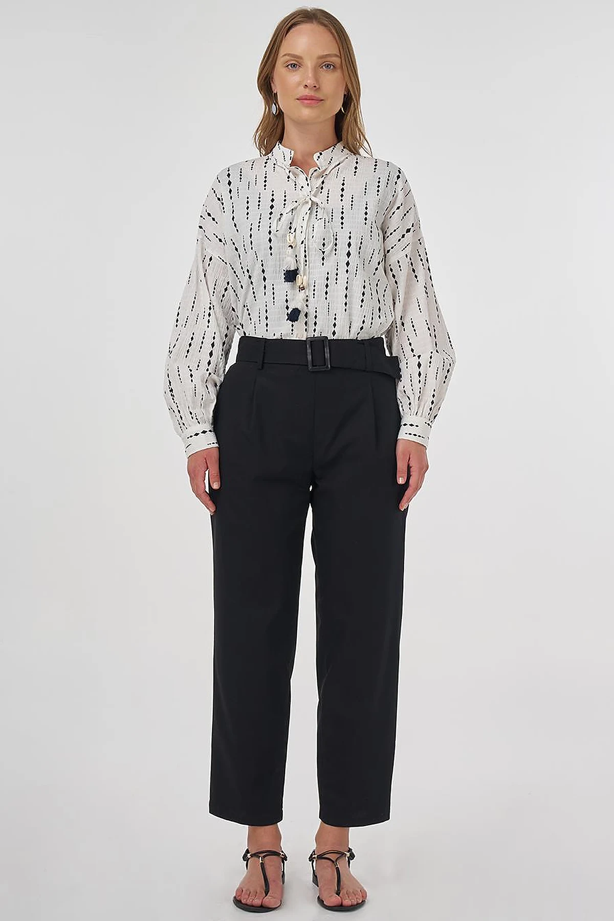 Viscose Tapered Pants Black