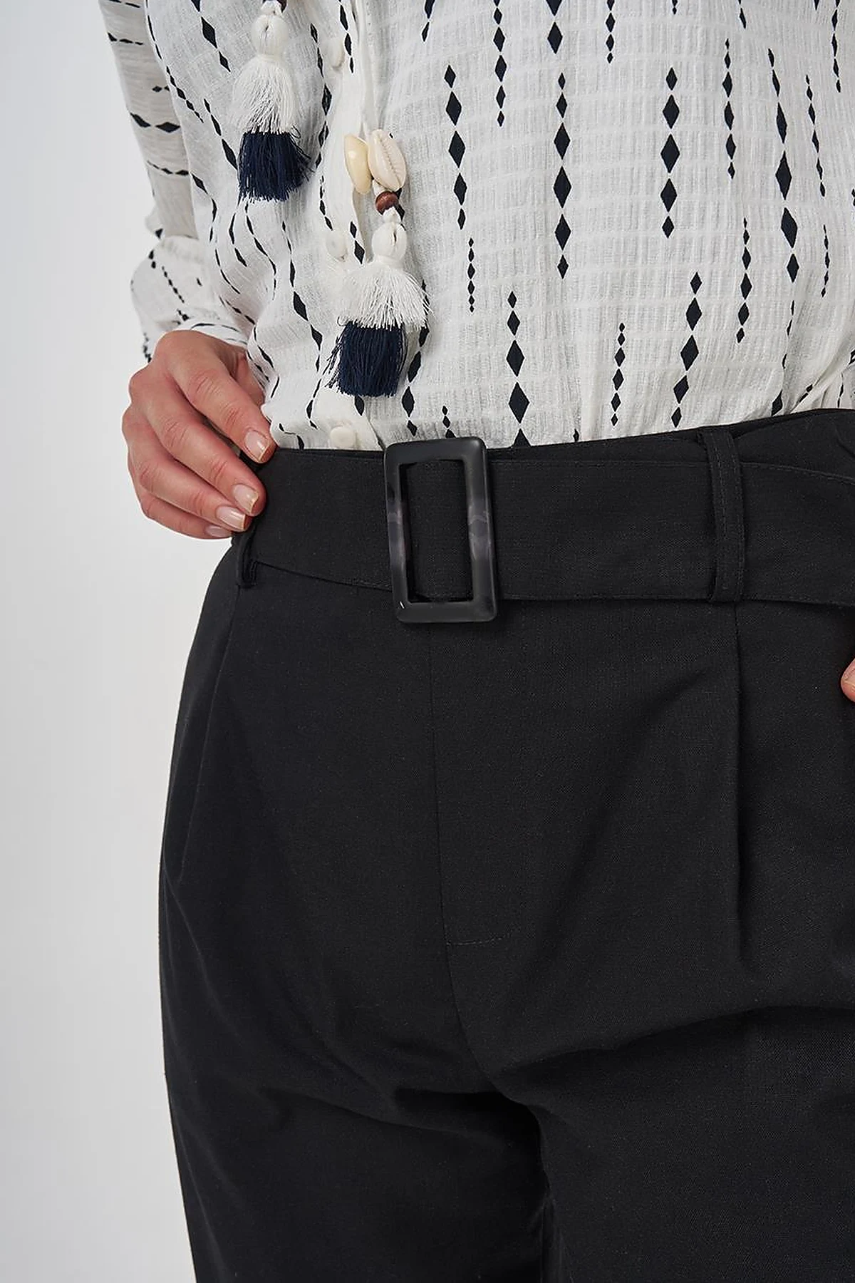 Viscose Tapered Pants Black