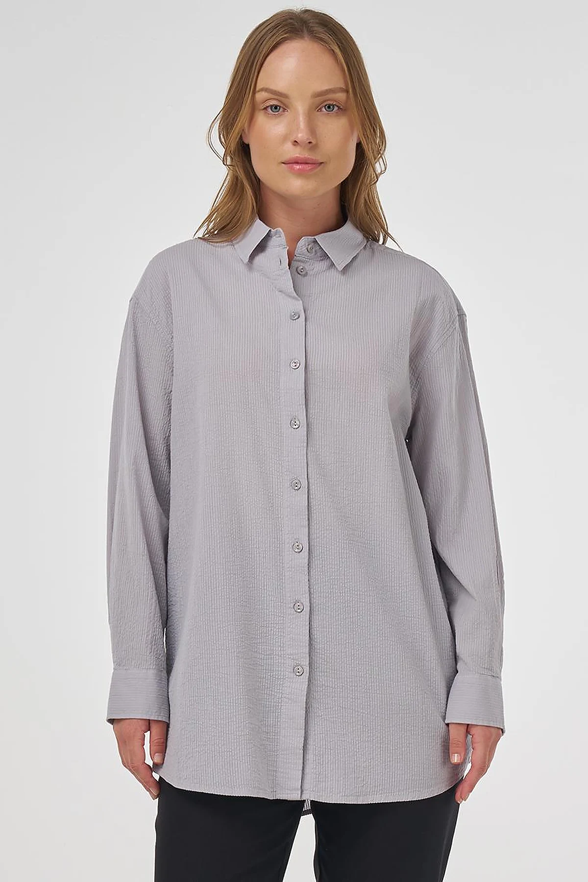 100% Cotton Relaxed Fit Tunic Light Grey