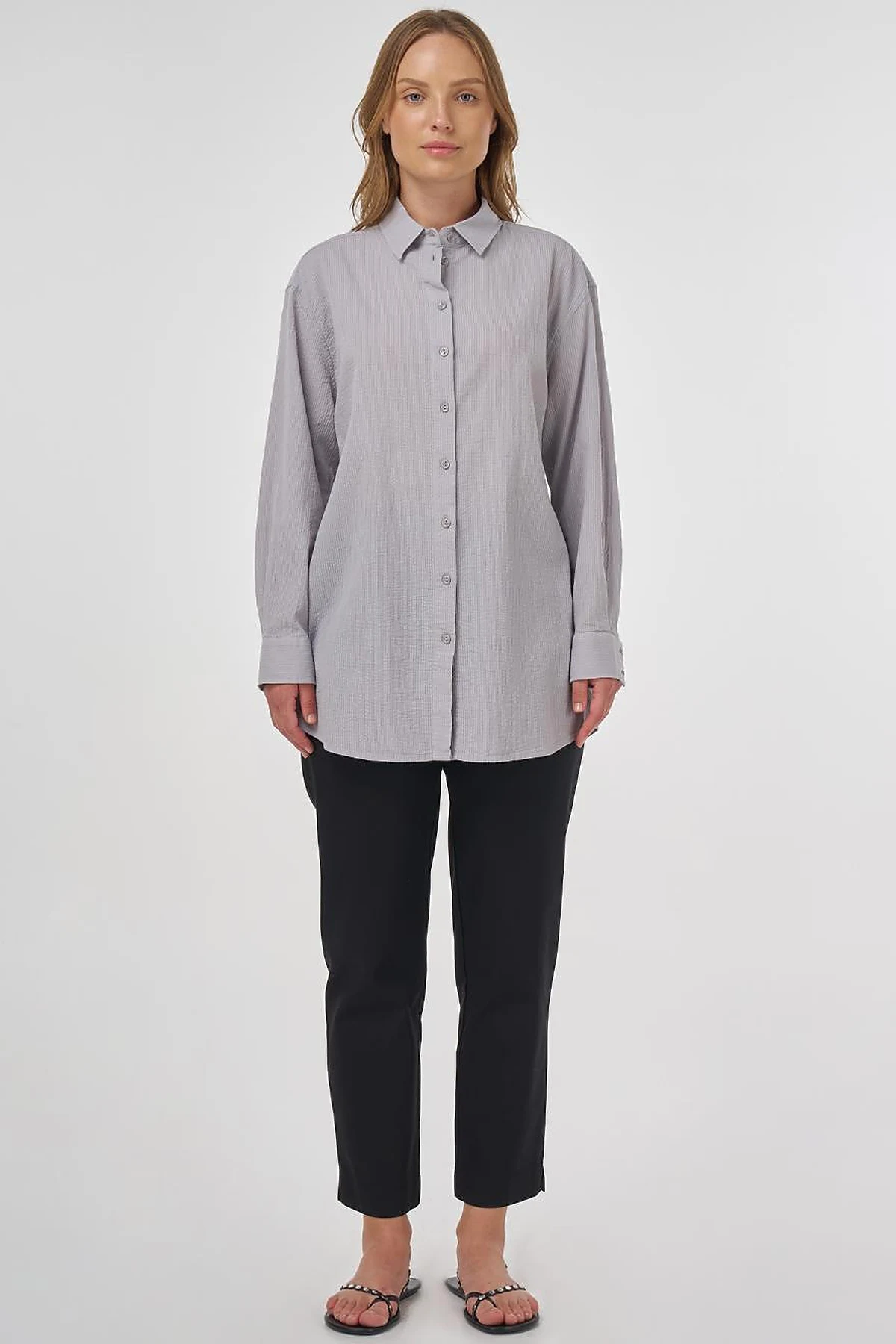 100% Cotton Relaxed Fit Tunic Light Grey