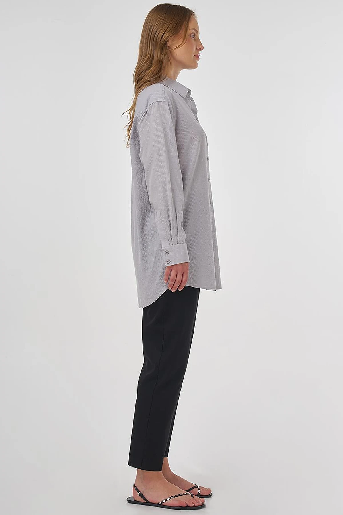 100% Cotton Relaxed Fit Tunic Light Grey