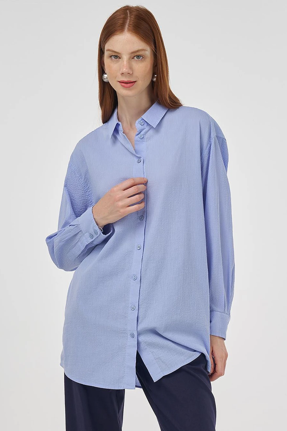 100% Cotton Relaxed Fit Tunic Crown Blue