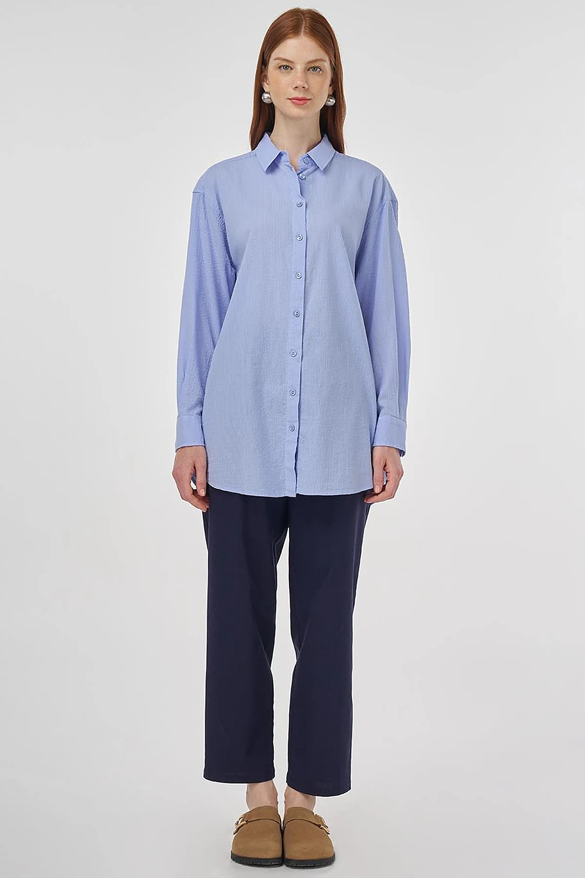 100% Cotton Relaxed Fit Tunic Crown Blue