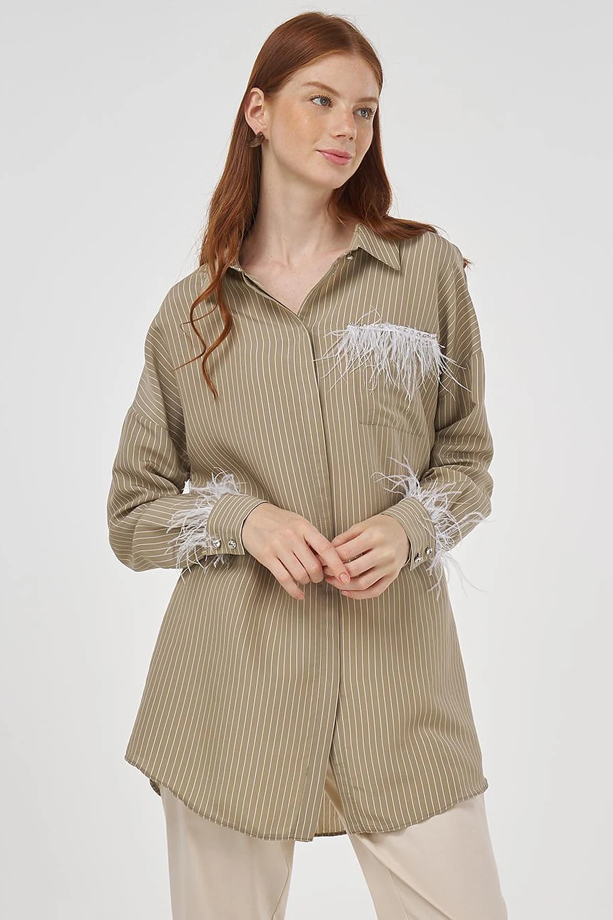 Ruched Modal Tunic in Stone 