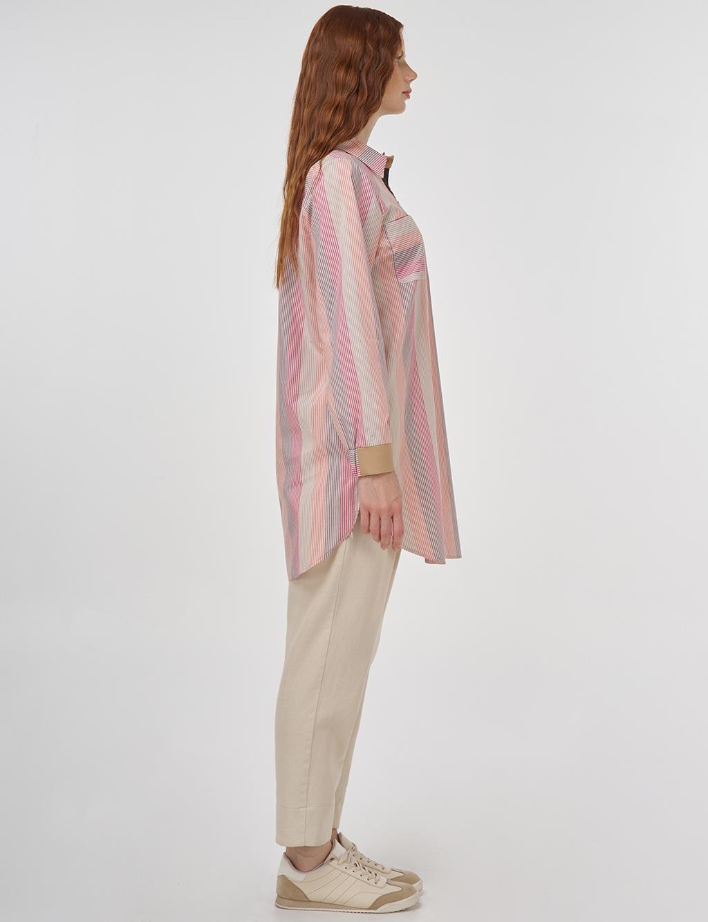 Button-Detail Cotton Tunic Terracotta 