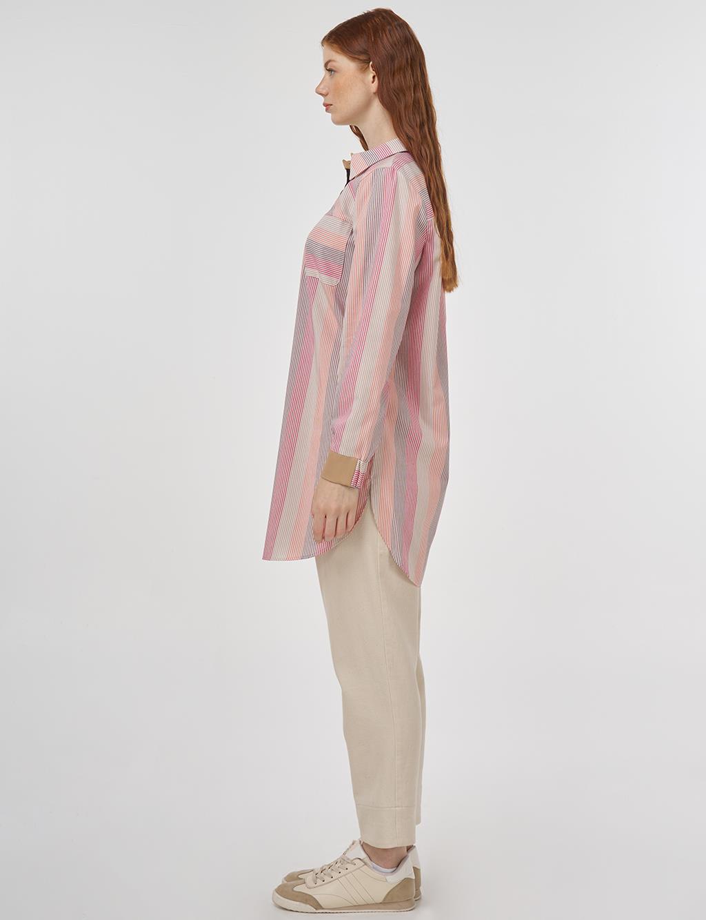 Button-Detail Cotton Tunic Terracotta 