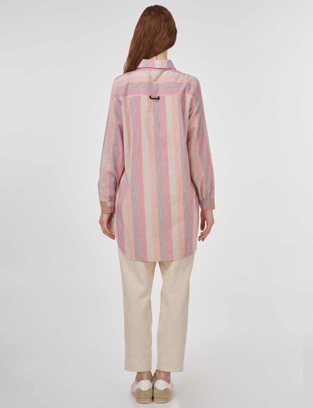 Button-Detail Cotton Tunic Terracotta 
