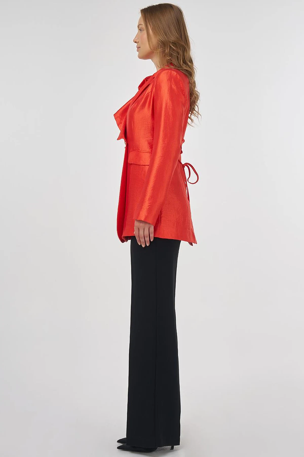  Rose Motif Elegant Blazer Red