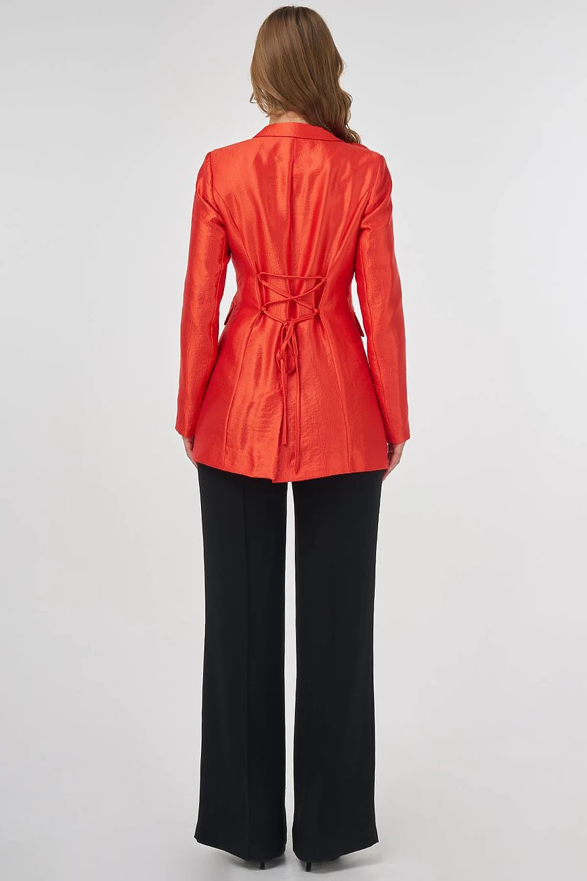  Rose Motif Elegant Blazer Red