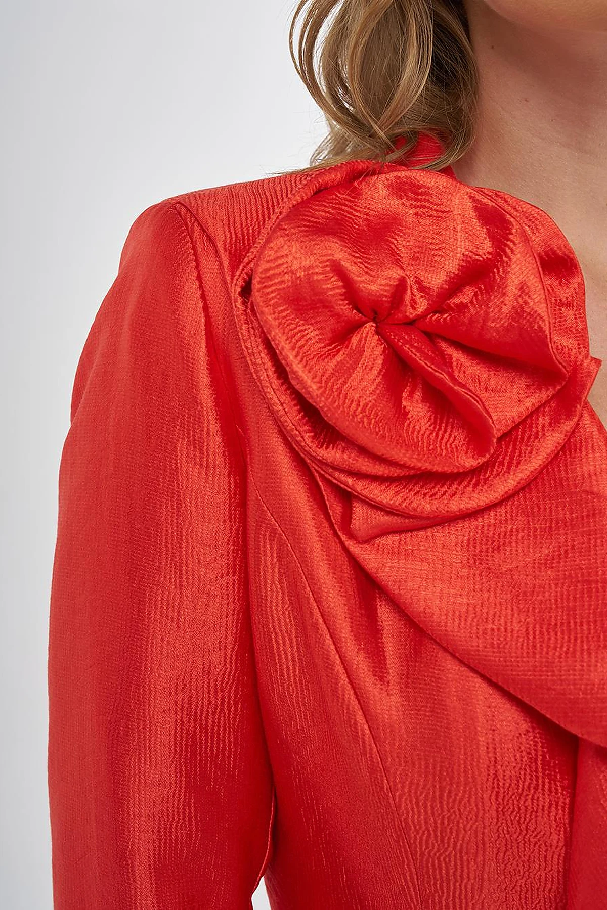  Rose Motif Elegant Blazer Red