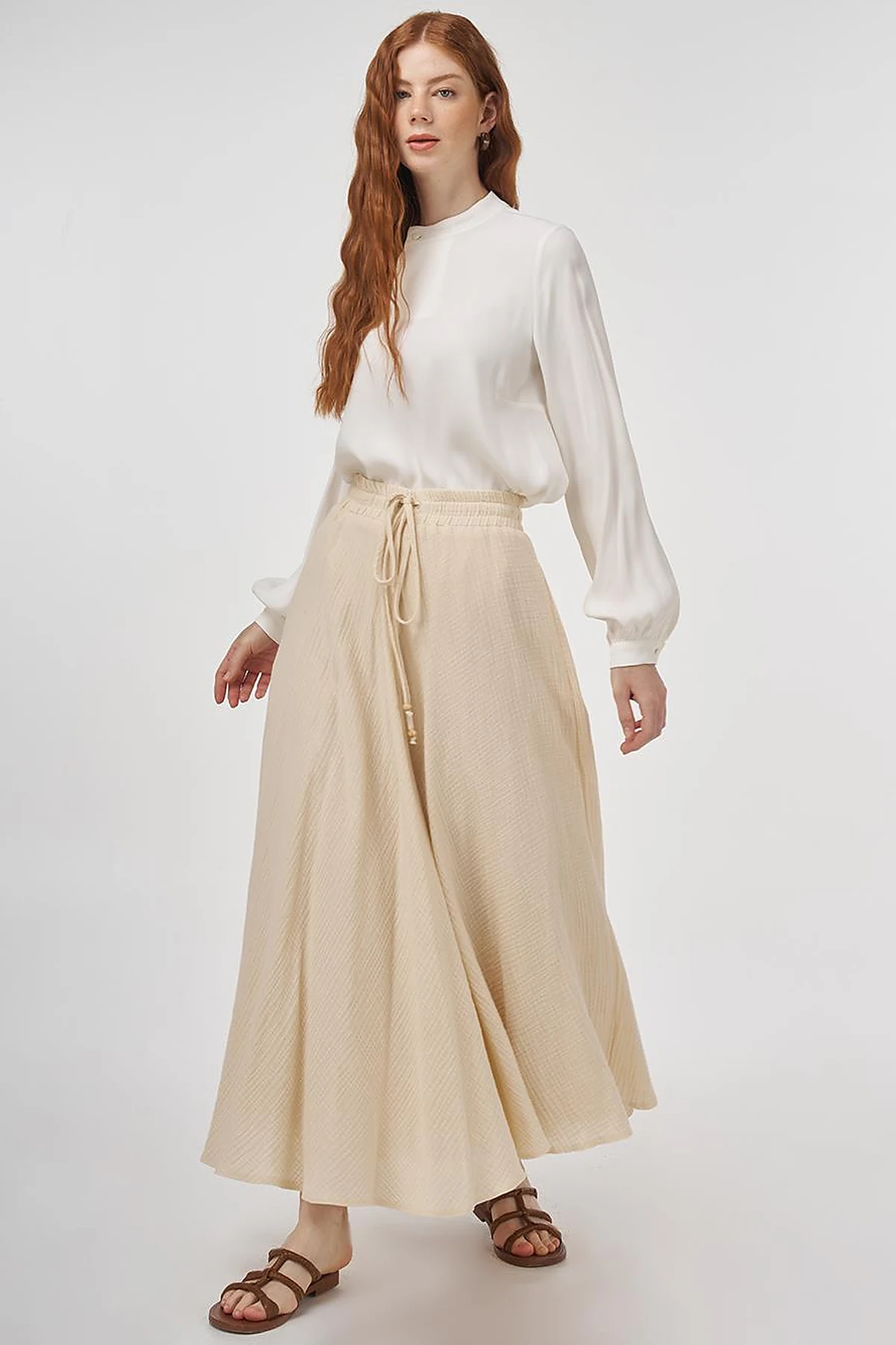 Muslin Flared Skirt Cream
