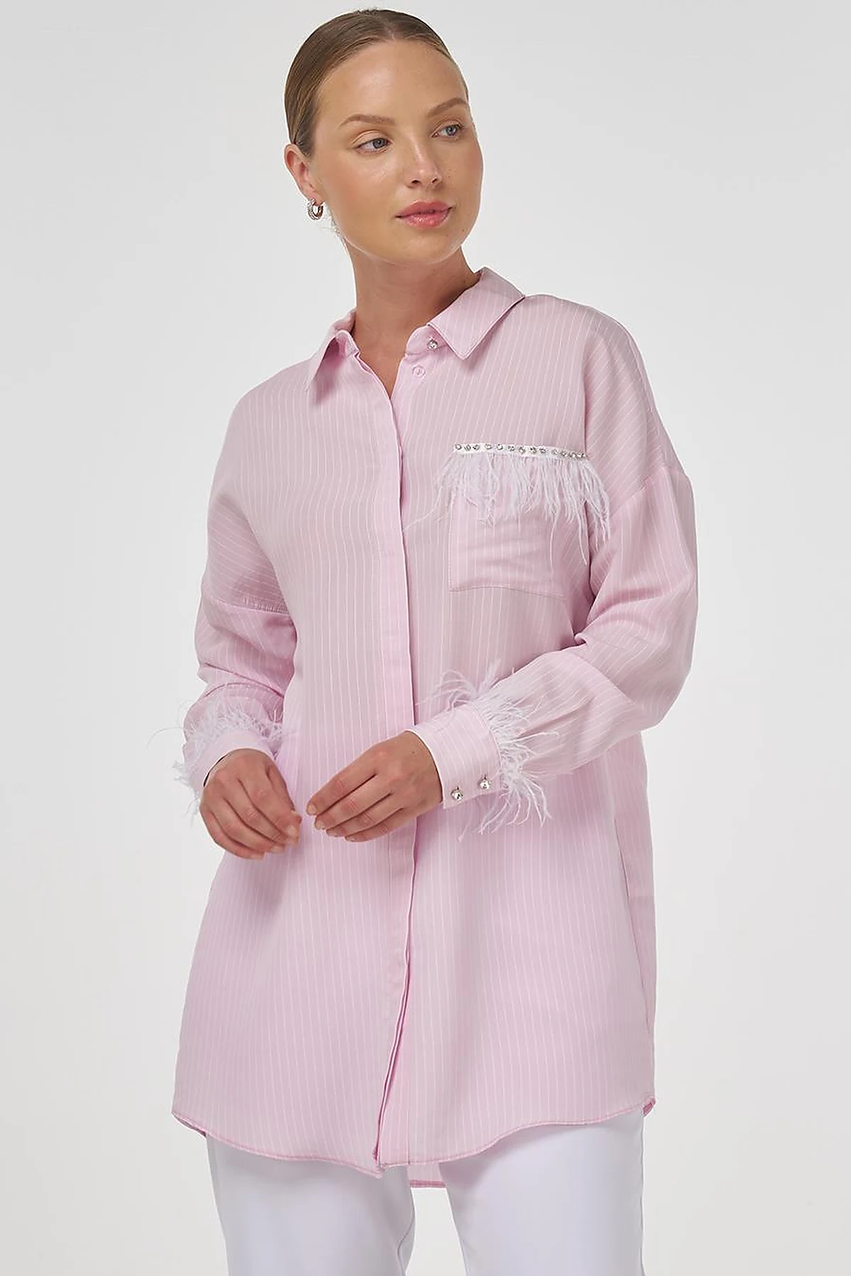 Ruched Modal Tunic in Pink