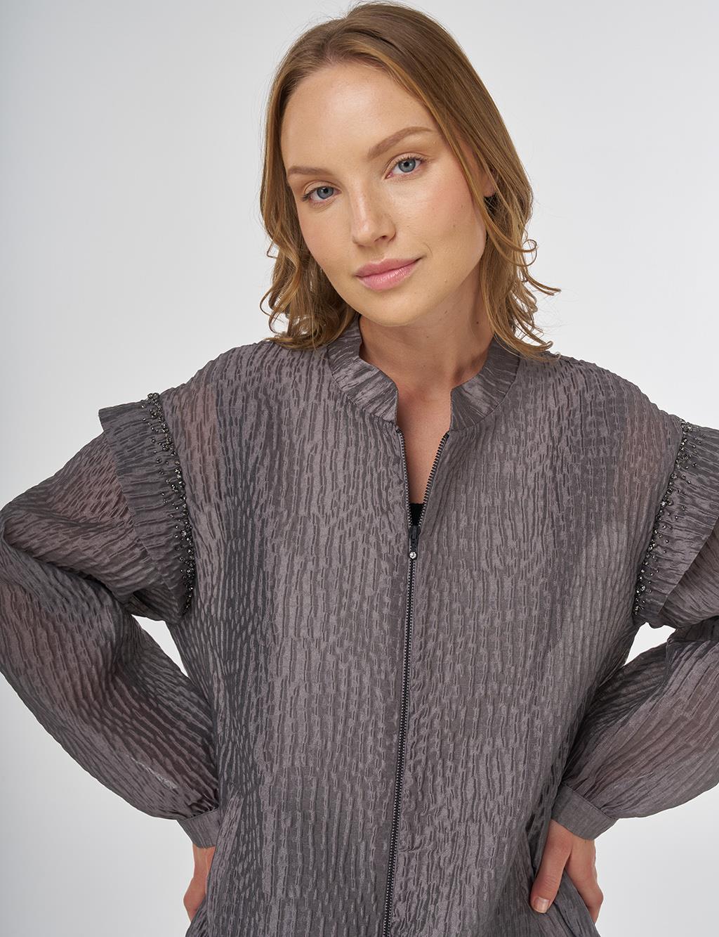 Embroidered Jacquard Jacket Anthracite