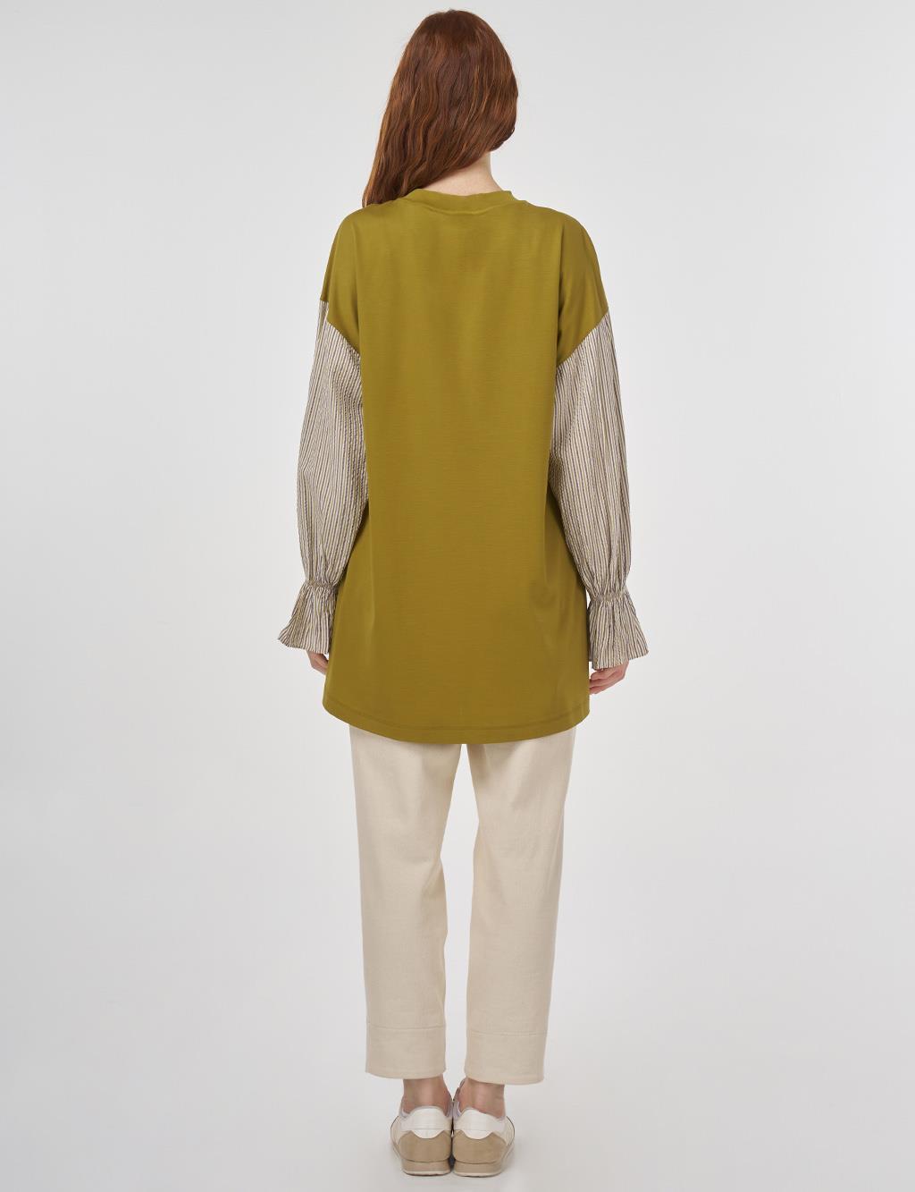 Fabric-Trimmed Jersey Sweatshirt Khaki