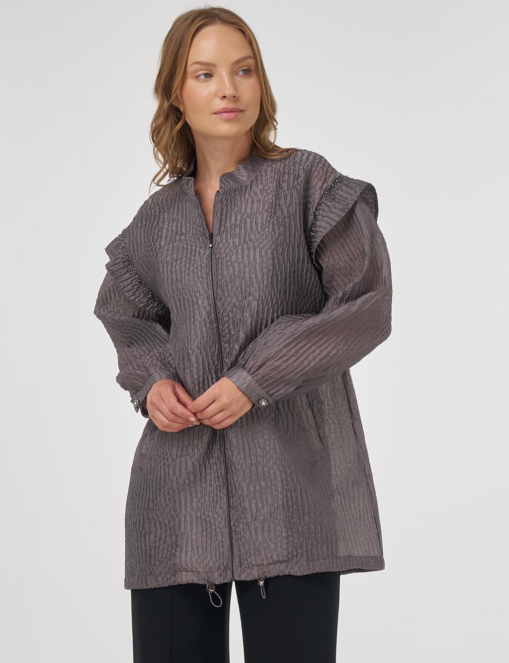 Embroidered Jacquard Jacket Anthracite