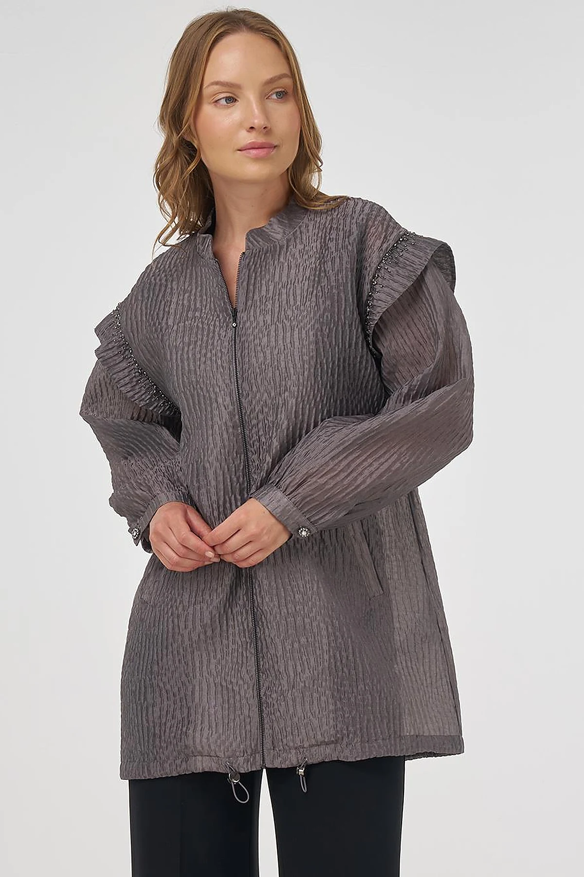 Embroidered Jacquard Jacket Anthracite