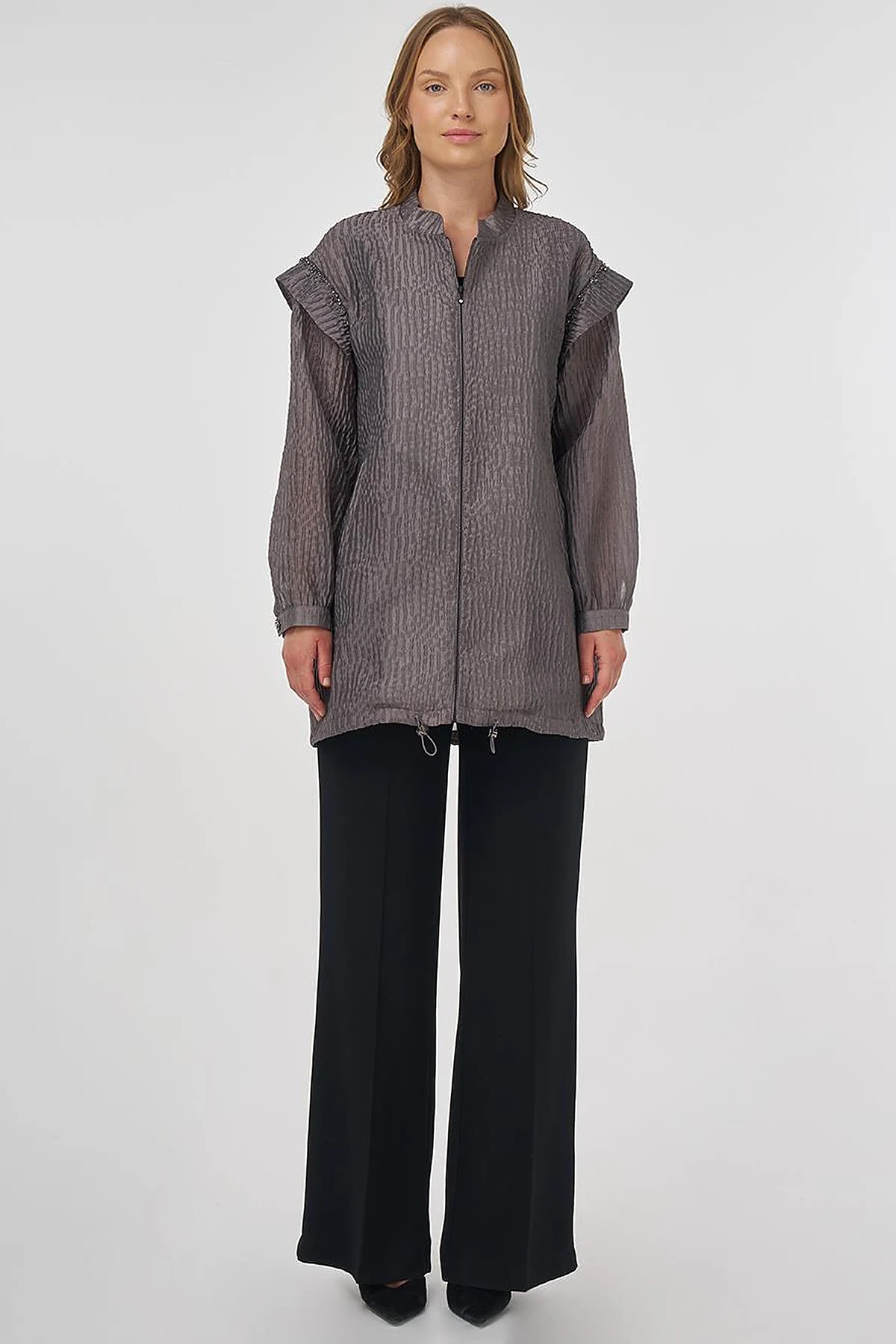 Embroidered Jacquard Jacket Anthracite
