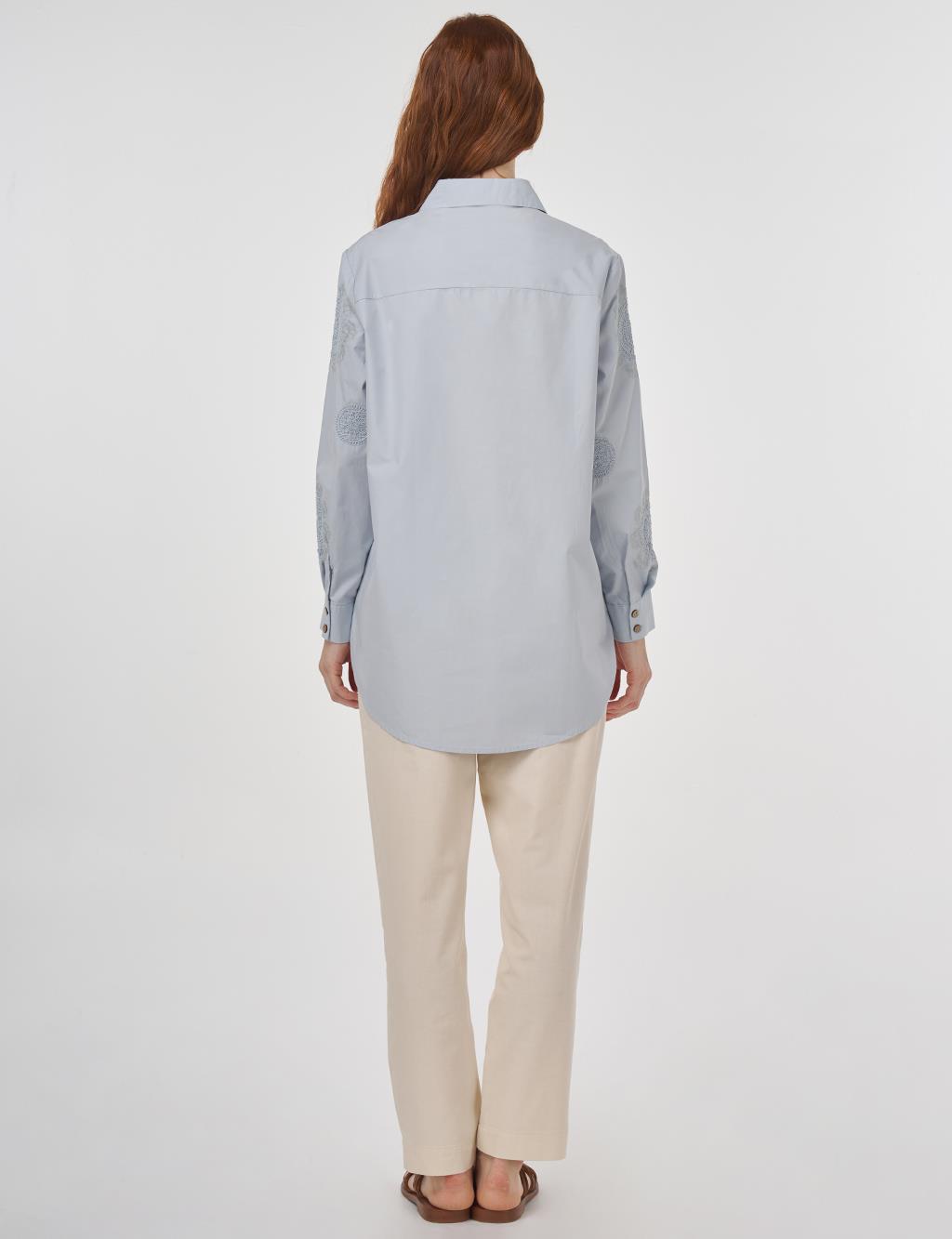 Embroidered Cotton Tunic Blue