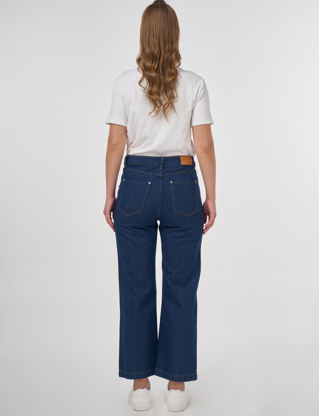 Taş İşlemeli Denim Pantolon Lacivert