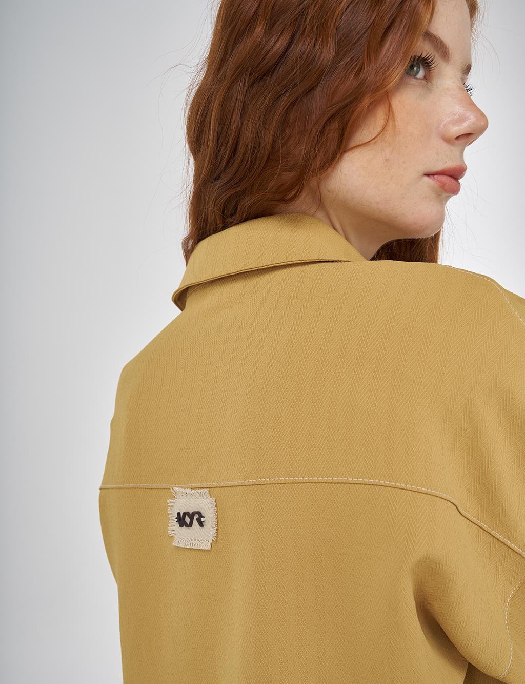 Frayed Asymmetric Cut Tunic in Mustard