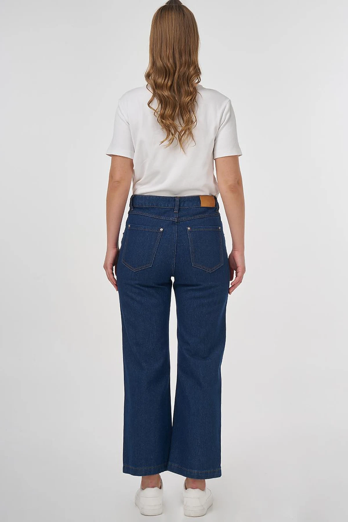 Stone Embroidered Denim Pants Navy Blue