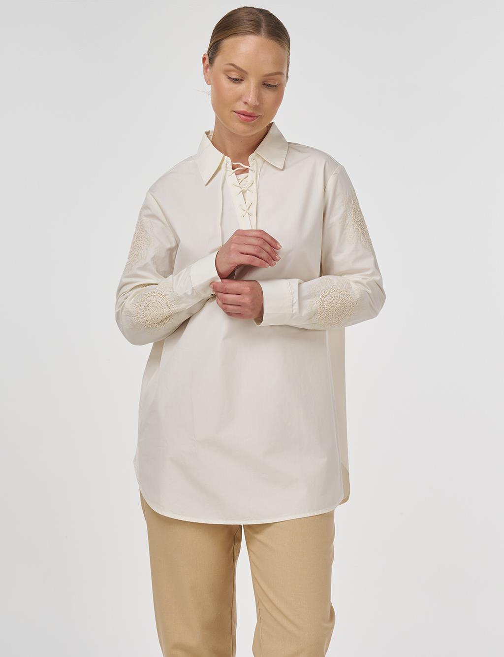 Embroidered Cotton Tunic Ecru