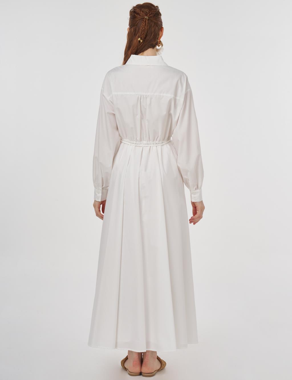 Laser-Cut Cotton Maxi Dress in Optical White