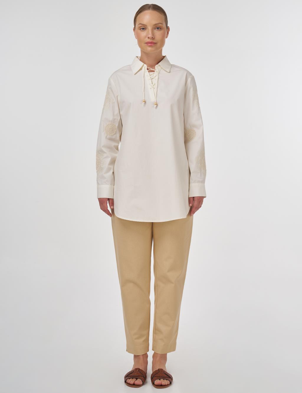 Embroidered Cotton Tunic Ecru