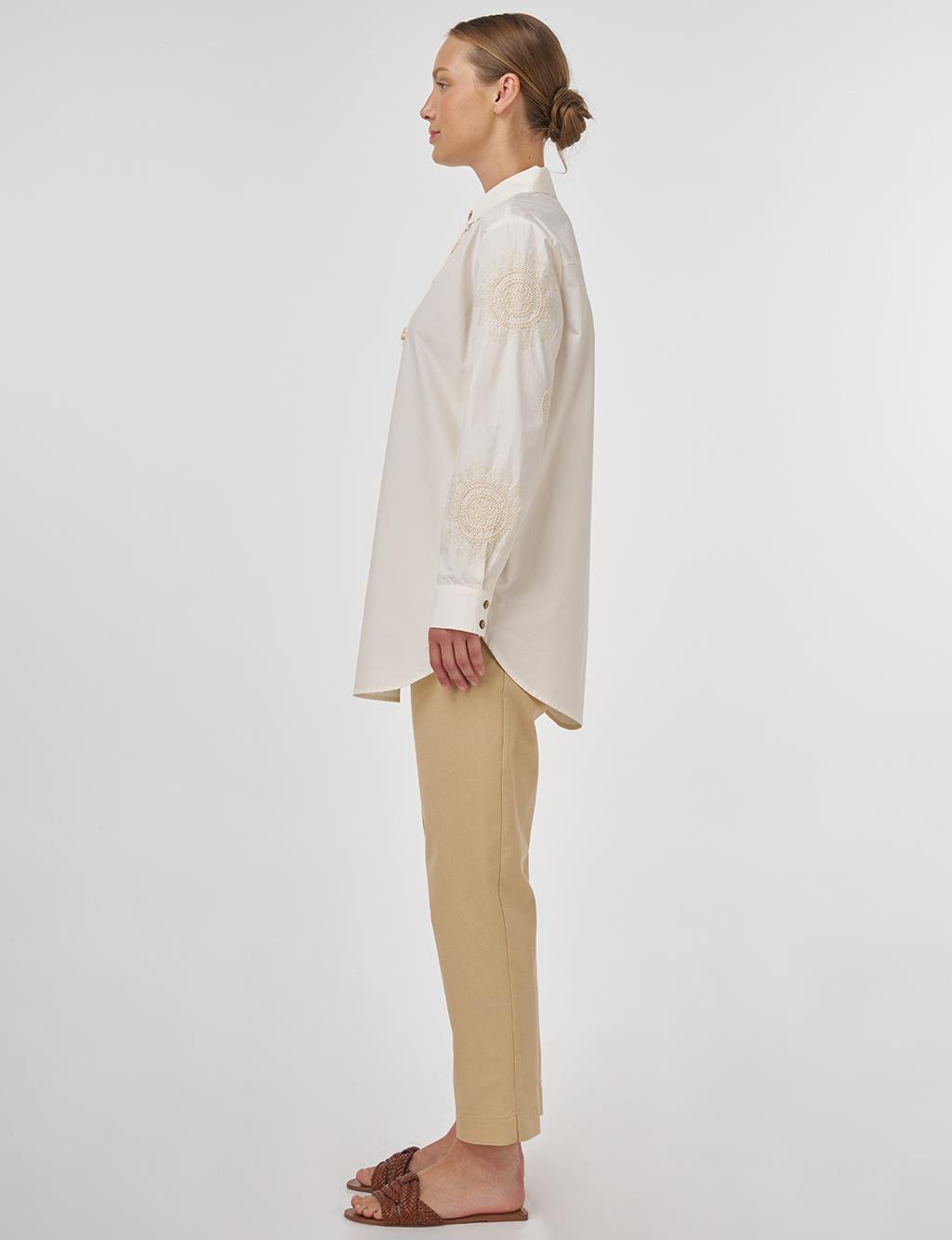 Embroidered Cotton Tunic Ecru