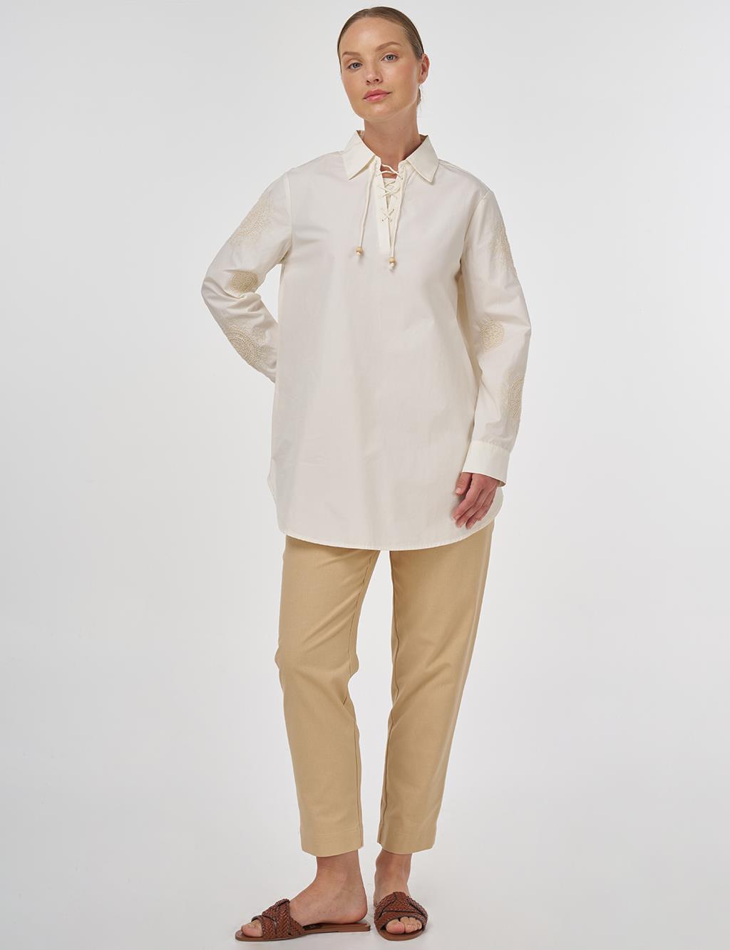 Embroidered Cotton Tunic Ecru