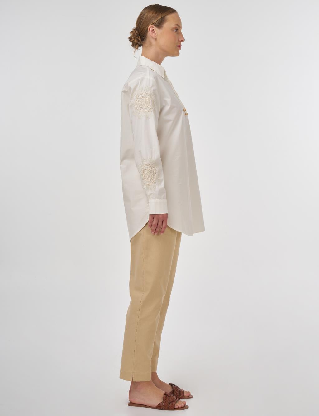 Embroidered Cotton Tunic Ecru