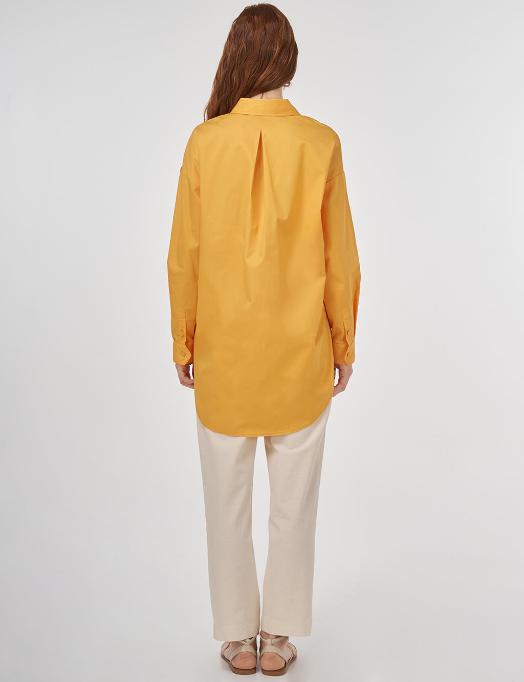 Embroidered Appliqué Cotton Tunic Orange Melon 