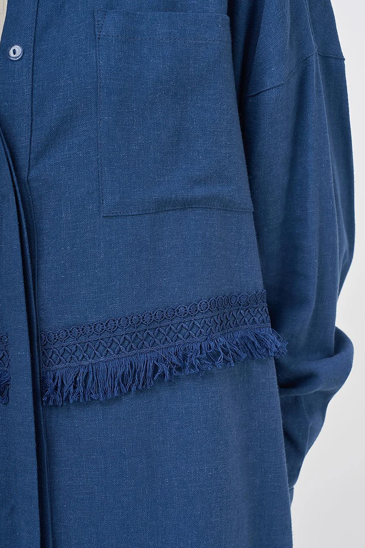 Lace-Trimmed Linen-Viscose Two-Piece Set Indigo 