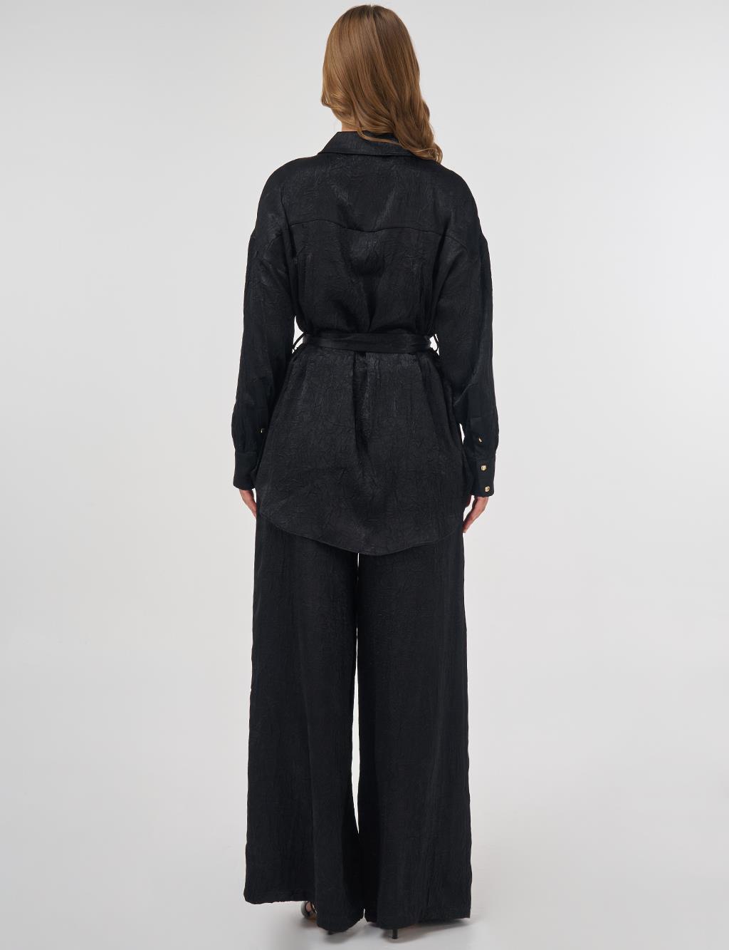 Textured Two-Piece Set in Black 