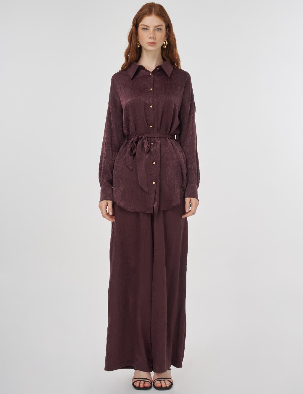Textured Two-Piece Set in Dark Burgundy