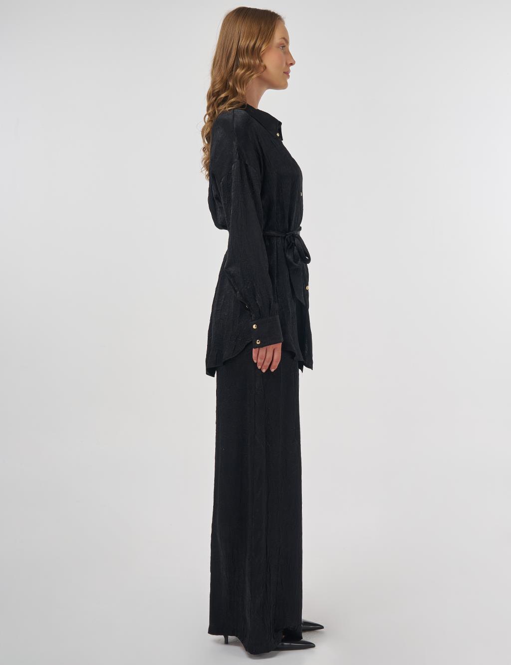 Textured Two-Piece Set in Black 
