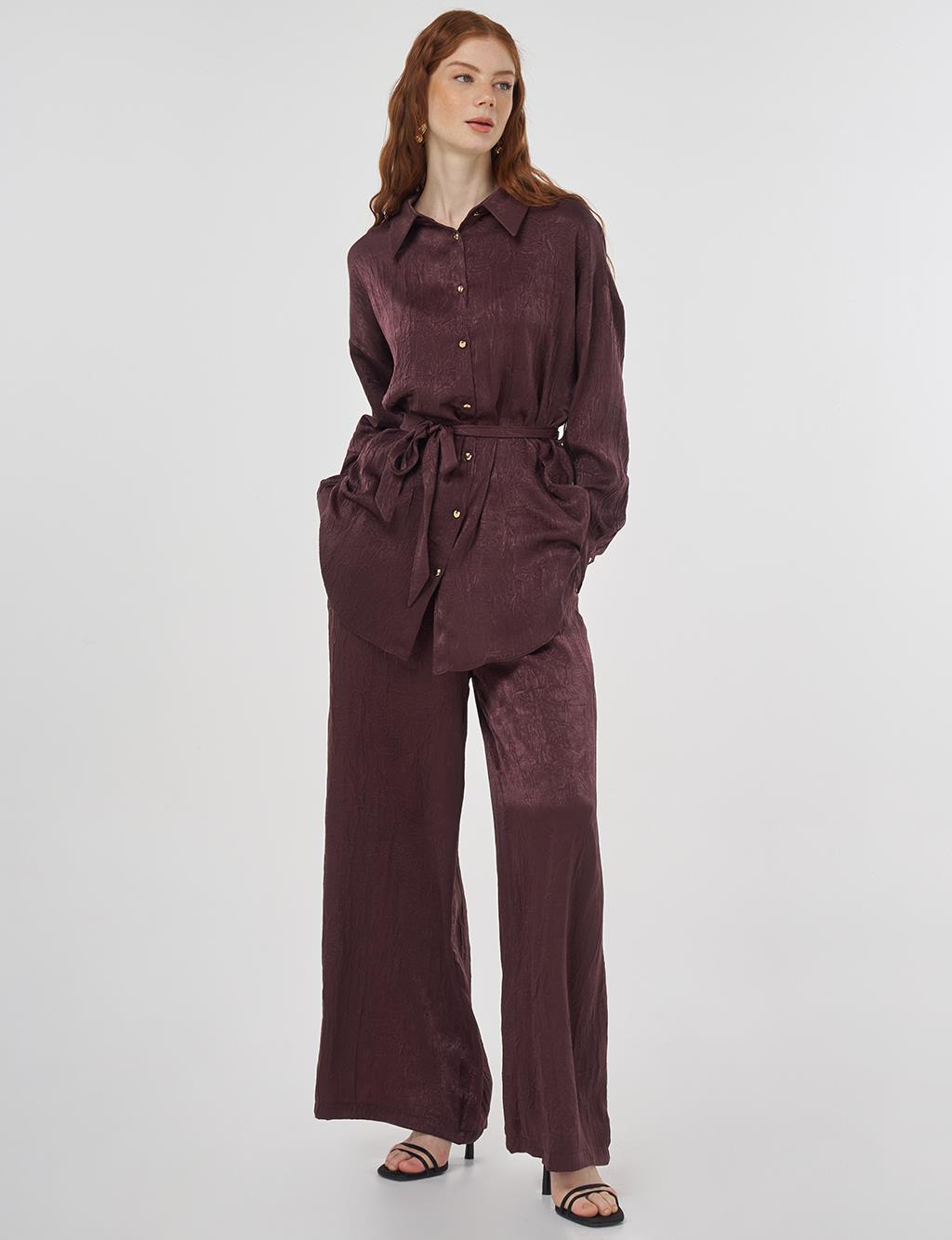 Textured Two-Piece Set in Dark Burgundy