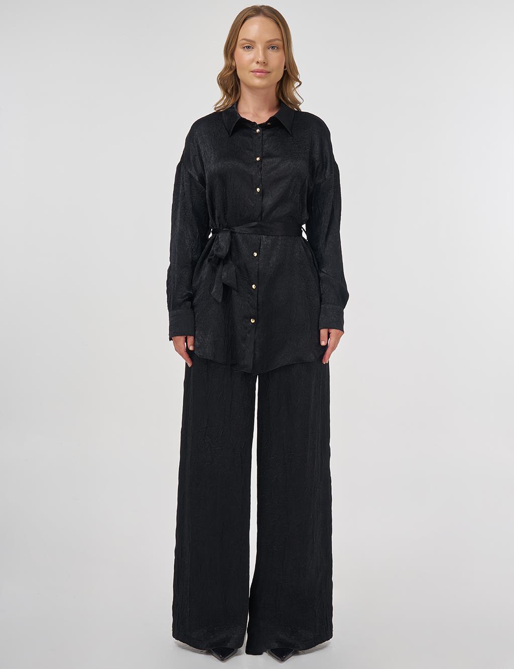 Textured Two-Piece Set in Black 