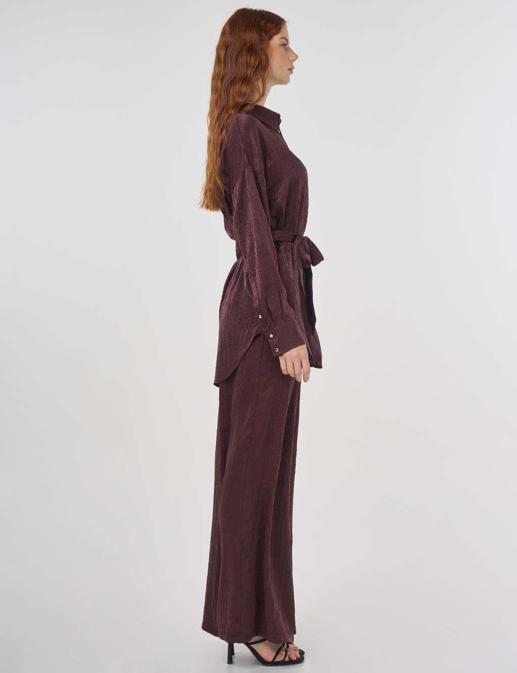 Textured Two-Piece Set in Dark Burgundy