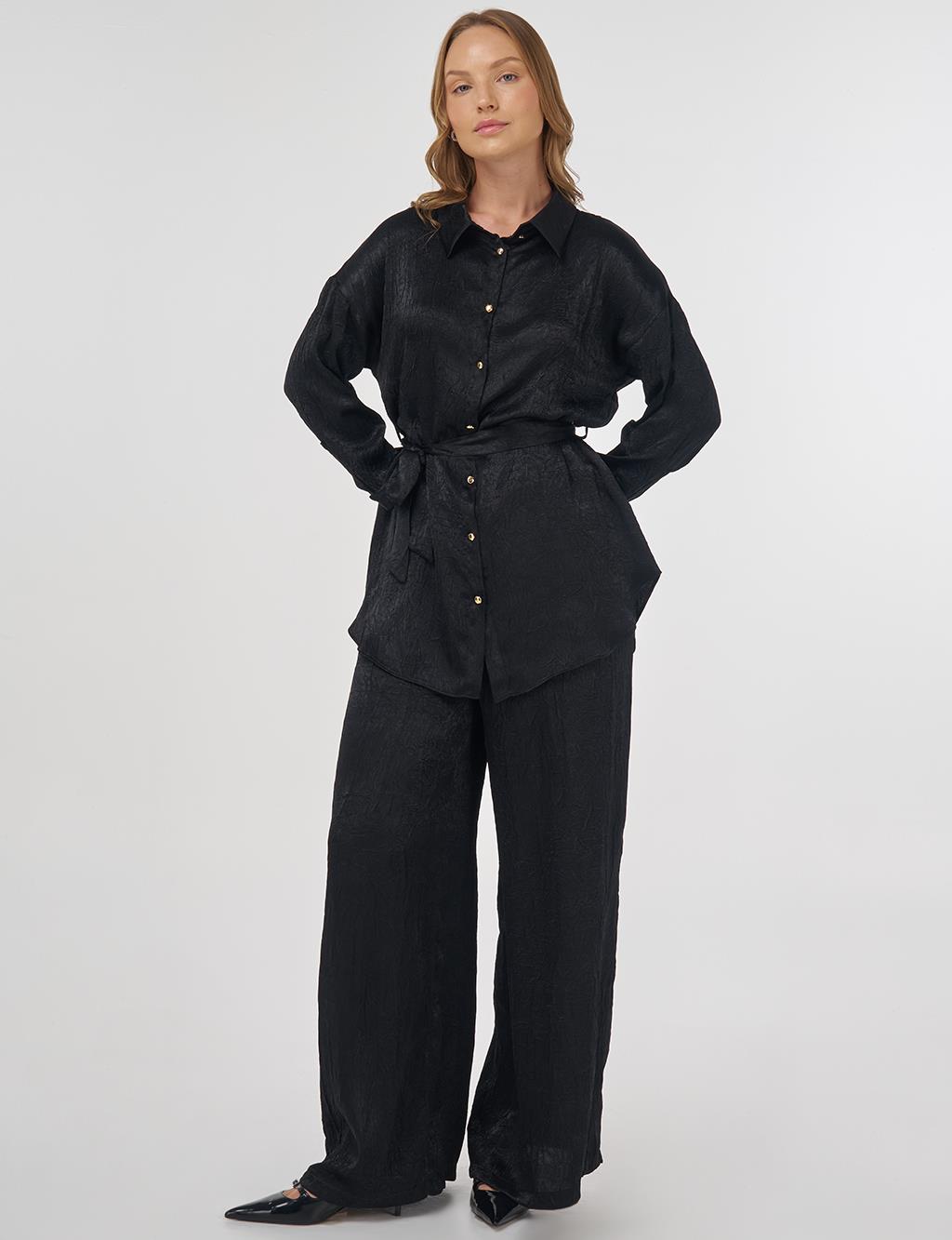 Textured Two-Piece Set in Black 