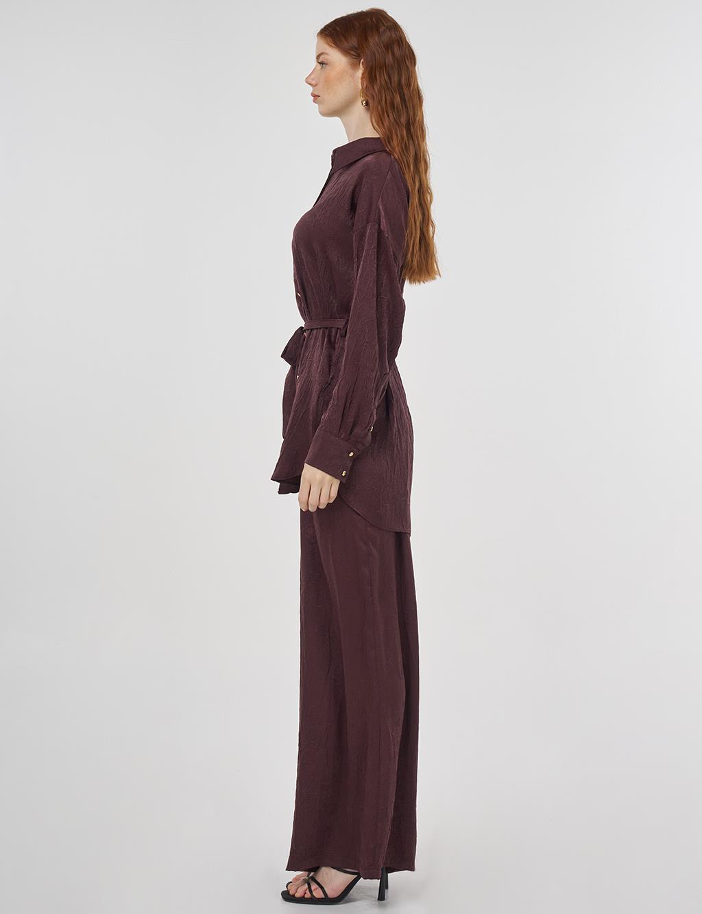 Textured Two-Piece Set in Dark Burgundy