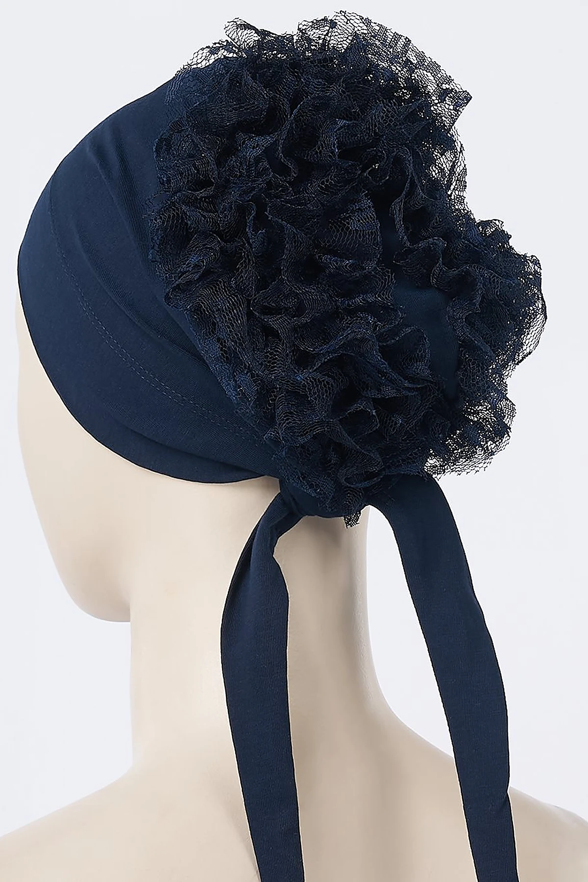 Lace Bun Bonnet Navy 