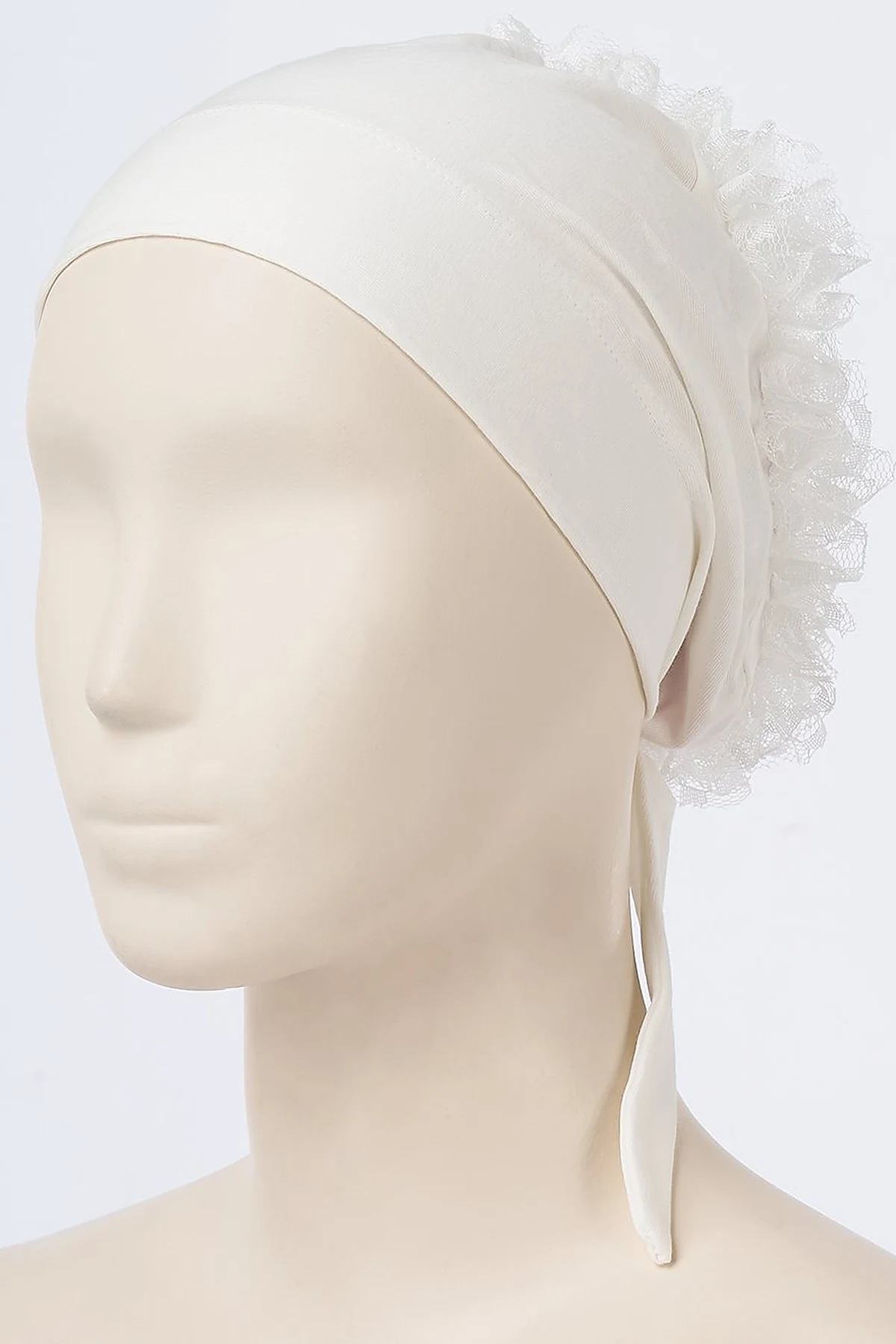 Lace Bun Bonnet Ecru