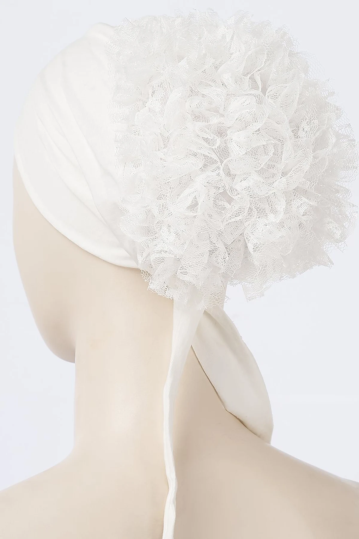 Lace Bun Bonnet Ecru