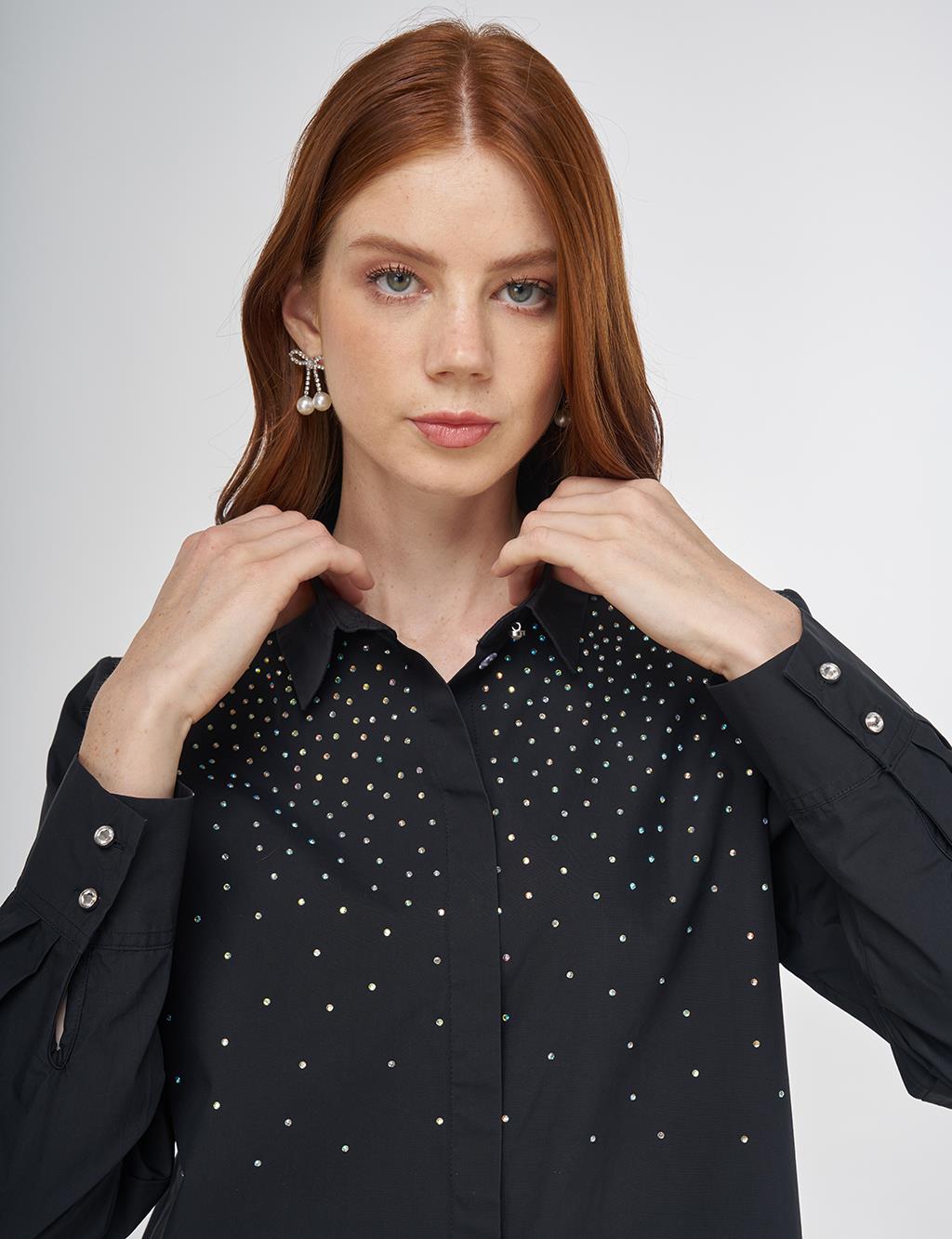 Hotfix Printed Cotton Tunic Black 
