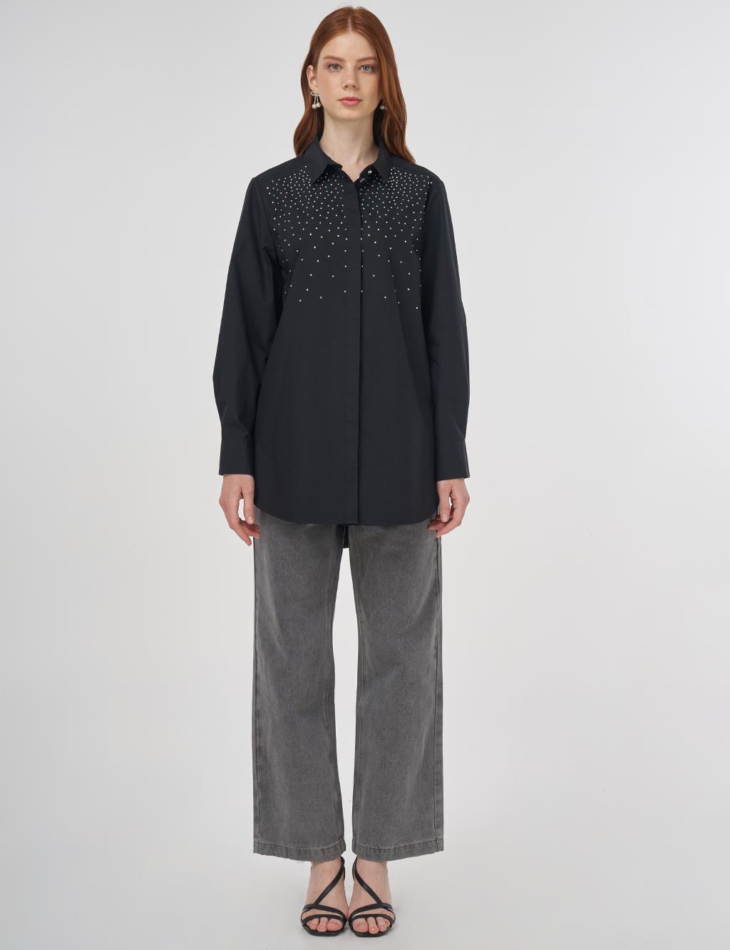 Hotfix Printed Cotton Tunic Black 