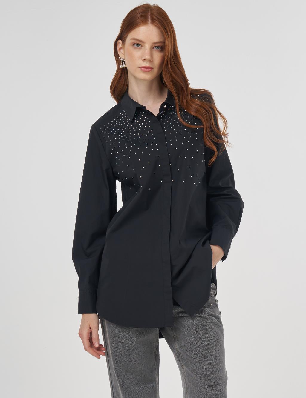 Hotfix Printed Cotton Tunic Black 