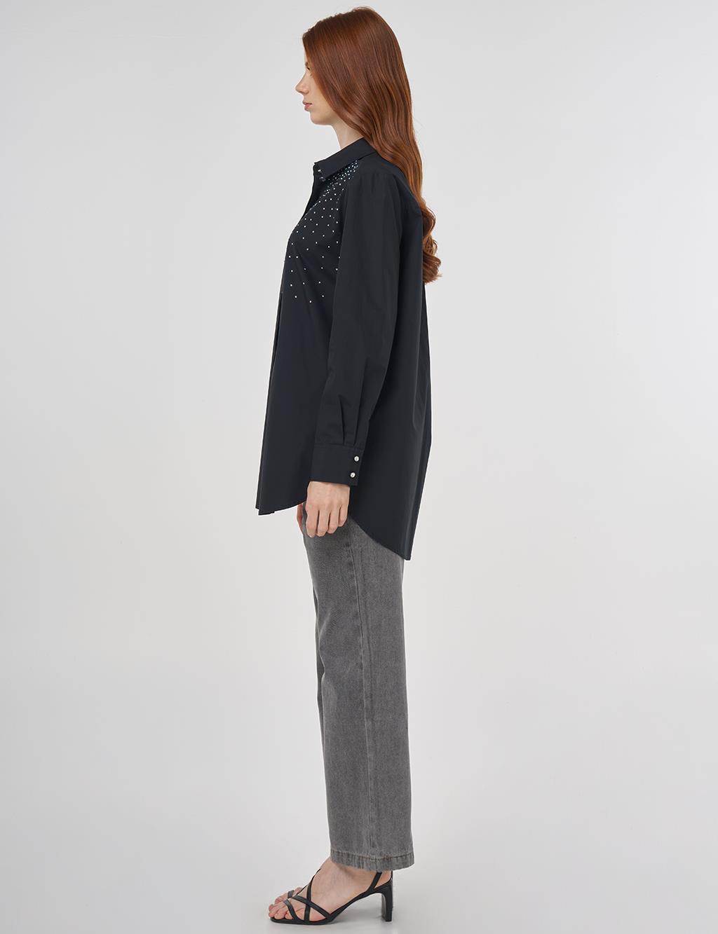 Hotfix Printed Cotton Tunic Black 